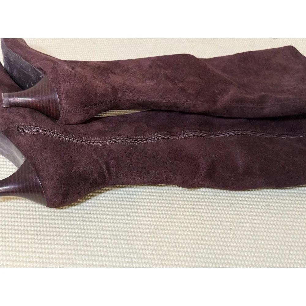 Chocolate Brown Impo Stretch Memory Foam Knee High Tall Boots Size Women 8M Zip